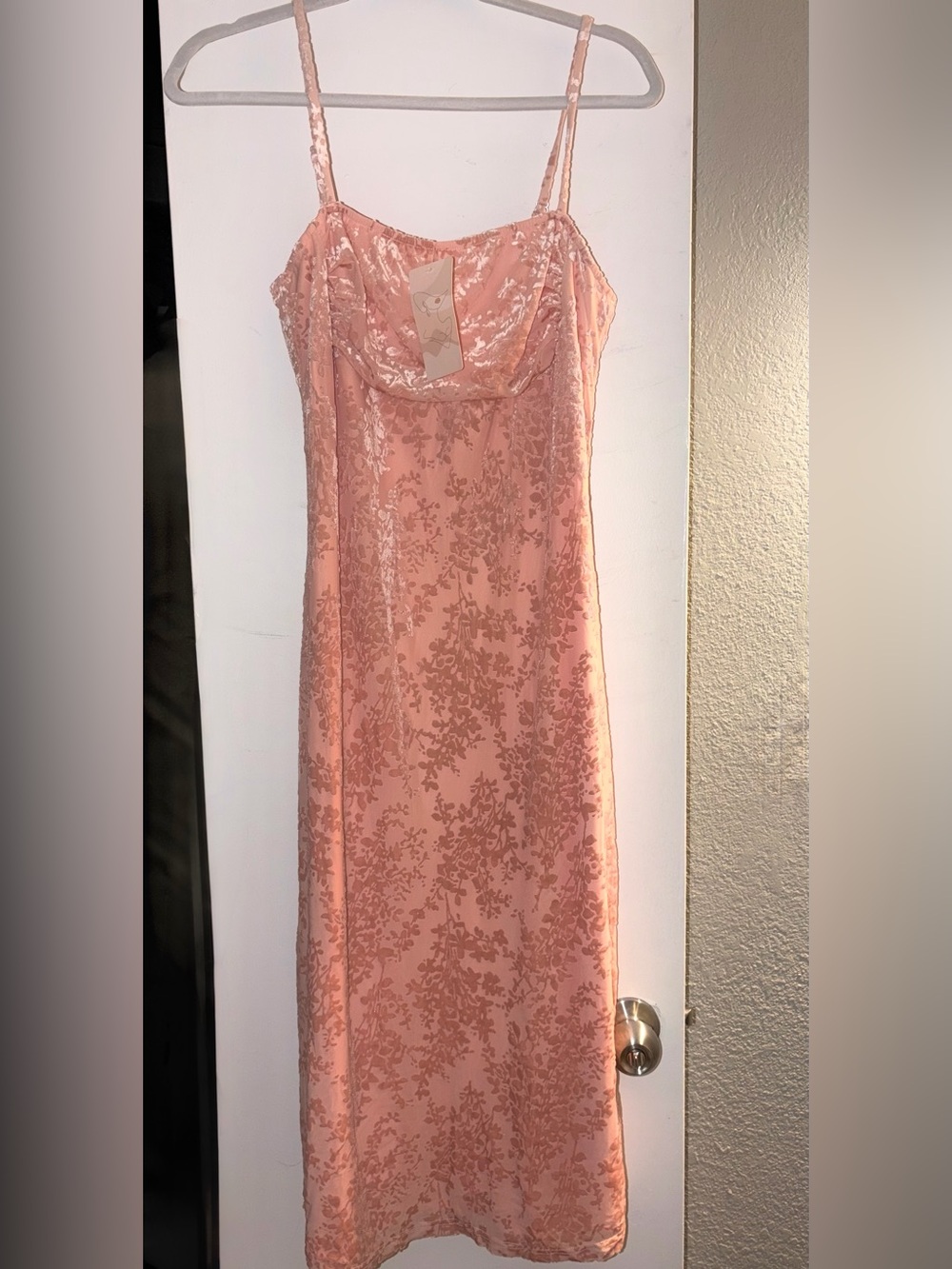 Blush Pink Floral Satin Slip Dress with Adjustable Straps
